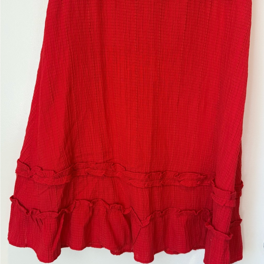 Red Tie-Shoulder Ruffle Sundress - Picture 5 of 9